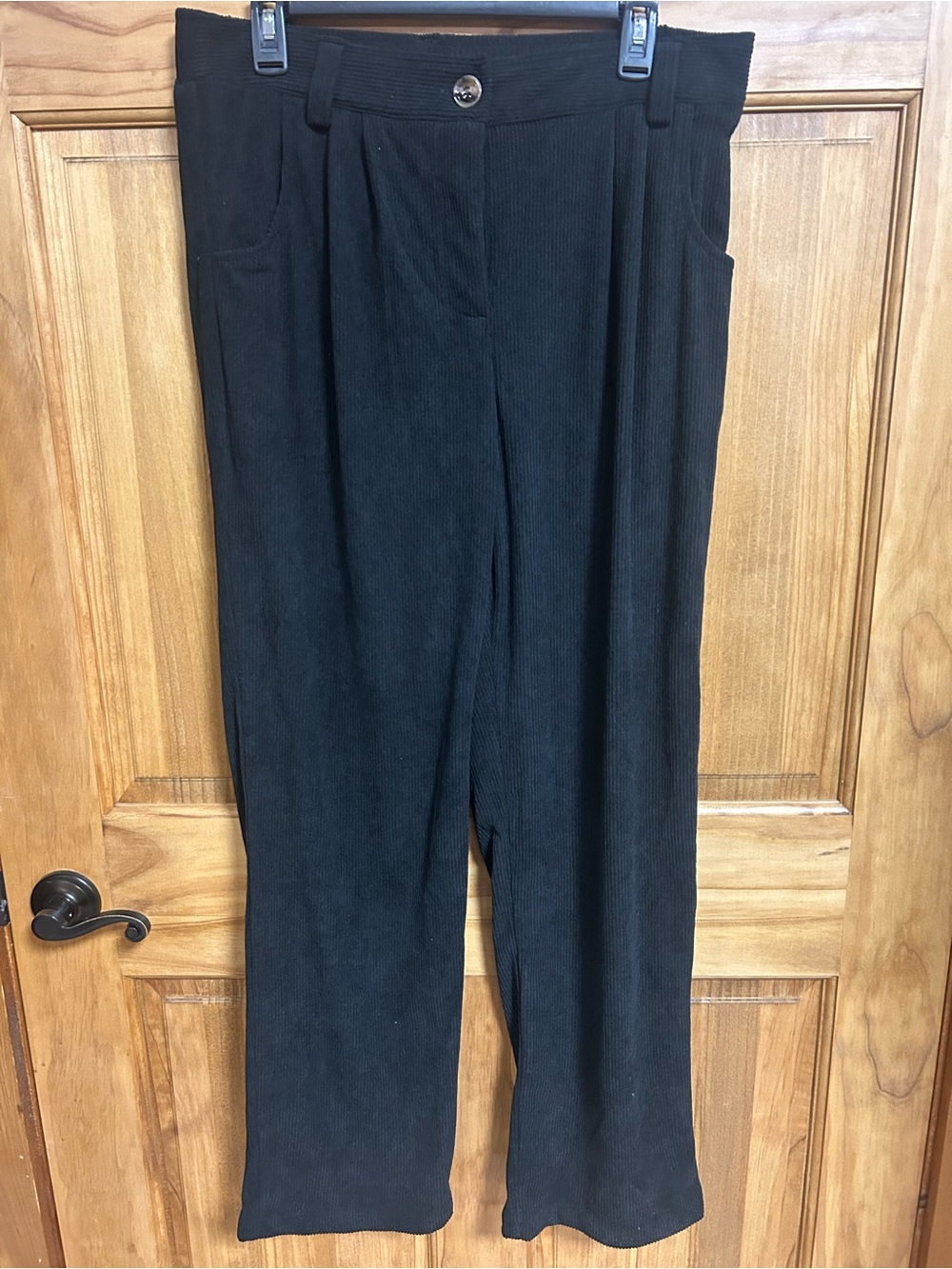 HALARA Black Corduroy Wide Leg Pants